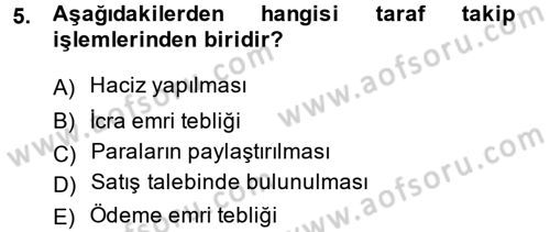 İcra İflas Hukuku Dersi 2014 - 2015 Yılı (Vize) Ara Sınav Soruları 5. Soru