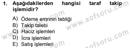 İcra İflas Hukuku Dersi 2014 - 2015 Yılı Tek Ders Sınav Soruları 1. Soru