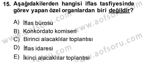 İcra İflas Hukuku Dersi 2014 - 2015 Yılı Tek Ders Sınav Soruları 15. Soru