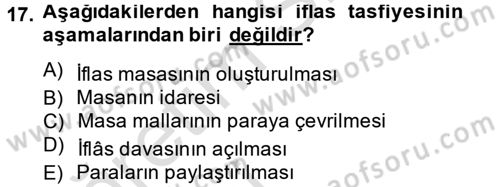 İcra İflas Hukuku Dersi 2014 - 2015 Yılı Tek Ders Sınav Soruları 17. Soru
