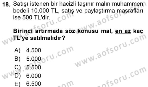İcra İflas Hukuku Dersi 2015 - 2016 Yılı (Vize) Ara Sınav Soruları 18. Soru