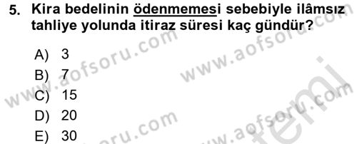 İcra İflas Hukuku Dersi 2015 - 2016 Yılı (Final) Dönem Sonu Sınav Soruları 5. Soru