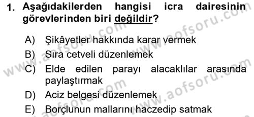 İcra İflas Hukuku Dersi 2016 - 2017 Yılı 3 Ders Sınav Soruları 1. Soru