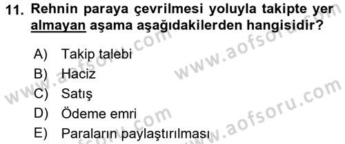 İcra İflas Hukuku Dersi 2016 - 2017 Yılı 3 Ders Sınav Soruları 11. Soru