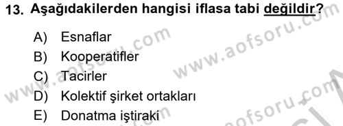İcra İflas Hukuku Dersi 2016 - 2017 Yılı 3 Ders Sınav Soruları 13. Soru