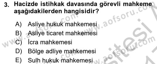 İcra İflas Hukuku Dersi 2016 - 2017 Yılı 3 Ders Sınav Soruları 3. Soru