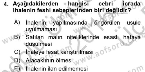 İcra İflas Hukuku Dersi 2016 - 2017 Yılı 3 Ders Sınav Soruları 4. Soru