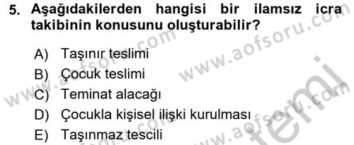 İcra İflas Hukuku Dersi 2016 - 2017 Yılı (Vize) Ara Sınav Soruları 5. Soru