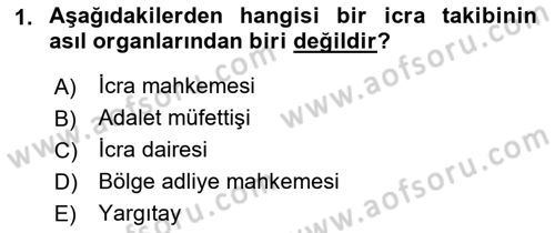 İcra İflas Hukuku Dersi 2016 - 2017 Yılı (Final) Dönem Sonu Sınav Soruları 1. Soru