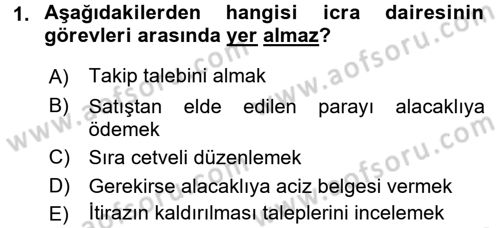 İcra İflas Hukuku Dersi 2017 - 2018 Yılı 3 Ders Sınav Soruları 1. Soru