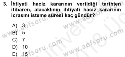 İcra İflas Hukuku Dersi 2017 - 2018 Yılı 3 Ders Sınav Soruları 3. Soru