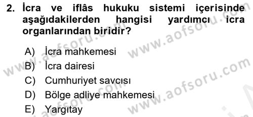 İcra İflas Hukuku Dersi 2017 - 2018 Yılı (Vize) Ara Sınav Soruları 2. Soru