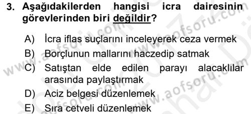 İcra İflas Hukuku Dersi 2017 - 2018 Yılı (Vize) Ara Sınav Soruları 3. Soru