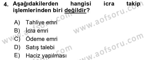 İcra İflas Hukuku Dersi 2017 - 2018 Yılı (Vize) Ara Sınav Soruları 4. Soru