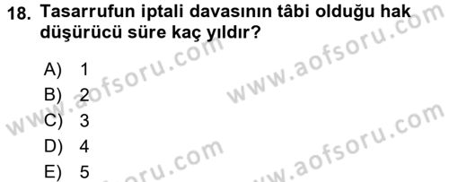 İcra İflas Hukuku Dersi 2017 - 2018 Yılı (Final) Dönem Sonu Sınav Soruları 18. Soru