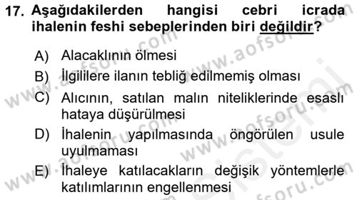 İcra İflas Hukuku Dersi 2018 - 2019 Yılı (Vize) Ara Sınav Soruları 17. Soru