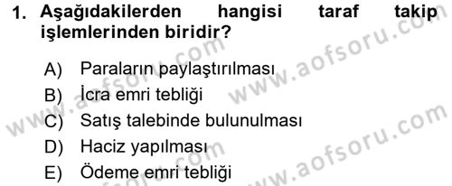 İcra İflas Hukuku Dersi 2018 - 2019 Yılı Yaz Okulu Sınav Soruları 1. Soru