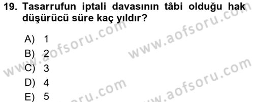 İcra İflas Hukuku Dersi 2018 - 2019 Yılı Yaz Okulu Sınav Soruları 19. Soru