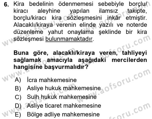 İcra İflas Hukuku Dersi 2018 - 2019 Yılı Yaz Okulu Sınav Soruları 6. Soru