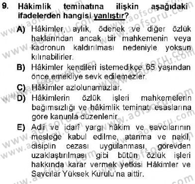 Yargı Örgütü Ve Tebligat Hukuku Dersi Ara Sınavı Deneme Sınav Soruları 9. Soru