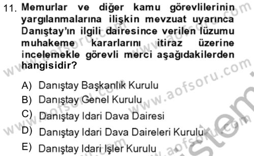 Yargı Örgütü Ve Tebligat Hukuku Dersi Ara Sınavı Deneme Sınav Soruları 11. Soru