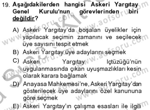 Yargı Örgütü Ve Tebligat Hukuku Dersi Ara Sınavı Deneme Sınav Soruları 19. Soru
