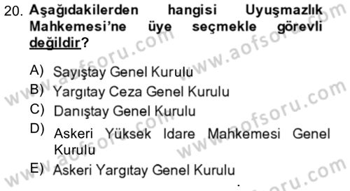 Yargı Örgütü Ve Tebligat Hukuku Dersi 2013 - 2014 Yılı (Vize) Ara Sınav Soruları 20. Soru