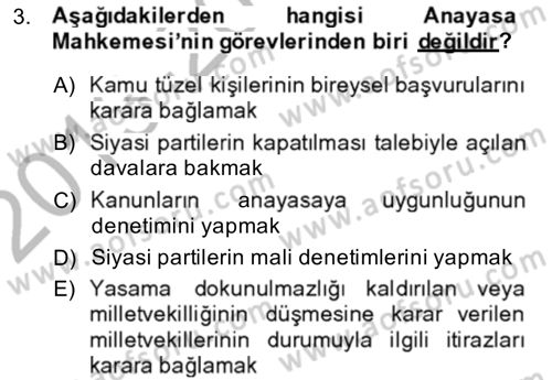 Yargı Örgütü Ve Tebligat Hukuku Dersi Ara Sınavı Deneme Sınav Soruları 3. Soru