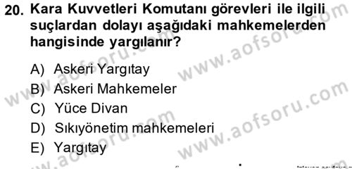 Yargı Örgütü Ve Tebligat Hukuku Dersi 2014 - 2015 Yılı (Vize) Ara Sınav Soruları 20. Soru