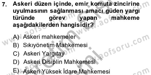 Yargı Örgütü Ve Tebligat Hukuku Dersi 2014 - 2015 Yılı (Final) Dönem Sonu Sınav Soruları 7. Soru