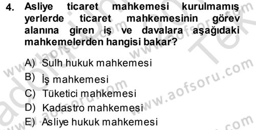 Yargı Örgütü Ve Tebligat Hukuku Dersi 2014 - 2015 Yılı Tek Ders Sınav Soruları 4. Soru