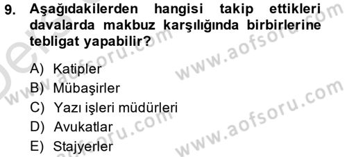 Yargı Örgütü Ve Tebligat Hukuku Dersi 2014 - 2015 Yılı Tek Ders Sınav Soruları 9. Soru