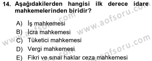 Yargı Örgütü Ve Tebligat Hukuku Dersi 2015 - 2016 Yılı (Vize) Ara Sınav Soruları 14. Soru