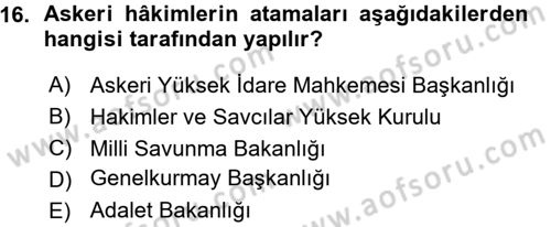 Yargı Örgütü Ve Tebligat Hukuku Dersi 2015 - 2016 Yılı (Vize) Ara Sınav Soruları 16. Soru