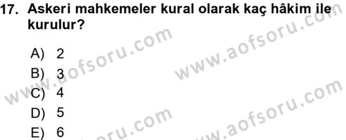Yargı Örgütü Ve Tebligat Hukuku Dersi Ara Sınavı Deneme Sınav Soruları 17. Soru
