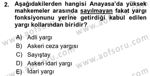 Yargı Örgütü Ve Tebligat Hukuku Dersi 2015 - 2016 Yılı (Vize) Ara Sınav Soruları 2. Soru