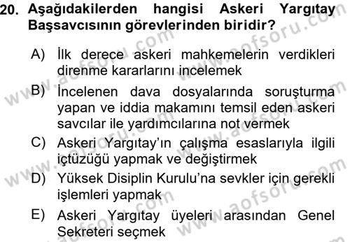 Yargı Örgütü Ve Tebligat Hukuku Dersi 2015 - 2016 Yılı (Vize) Ara Sınav Soruları 20. Soru