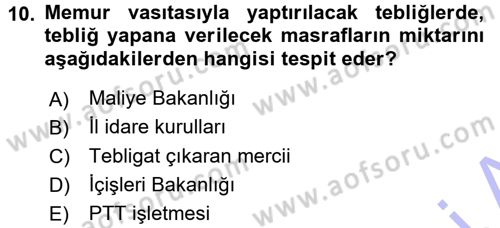 Yargı Örgütü Ve Tebligat Hukuku Dersi 2015 - 2016 Yılı (Final) Dönem Sonu Sınav Soruları 10. Soru