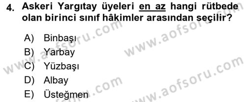 Yargı Örgütü Ve Tebligat Hukuku Dersi 2015 - 2016 Yılı (Final) Dönem Sonu Sınav Soruları 4. Soru