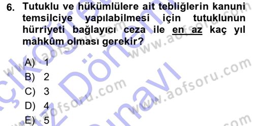 Yargı Örgütü Ve Tebligat Hukuku Dersi 2015 - 2016 Yılı (Final) Dönem Sonu Sınav Soruları 6. Soru