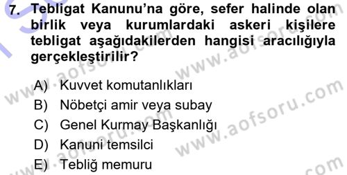 Yargı Örgütü Ve Tebligat Hukuku Dersi 2015 - 2016 Yılı (Final) Dönem Sonu Sınav Soruları 7. Soru