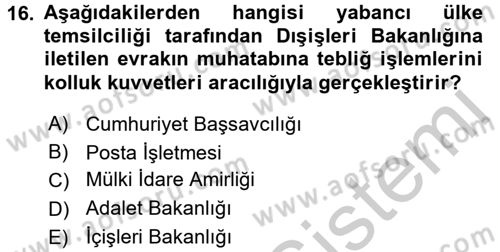 Yargı Örgütü Ve Tebligat Hukuku Dersi 2016 - 2017 Yılı 3 Ders Sınav Soruları 16. Soru