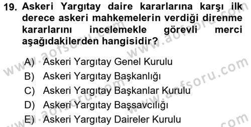Yargı Örgütü Ve Tebligat Hukuku Dersi 2016 - 2017 Yılı (Vize) Ara Sınav Soruları 19. Soru