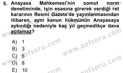 Yargı Örgütü Ve Tebligat Hukuku Dersi 2016 - 2017 Yılı (Vize) Ara Sınav Soruları 5. Soru