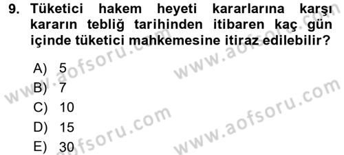 Yargı Örgütü Ve Tebligat Hukuku Dersi 2016 - 2017 Yılı (Vize) Ara Sınav Soruları 9. Soru