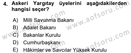 Yargı Örgütü Ve Tebligat Hukuku Dersi 2016 - 2017 Yılı (Final) Dönem Sonu Sınav Soruları 4. Soru