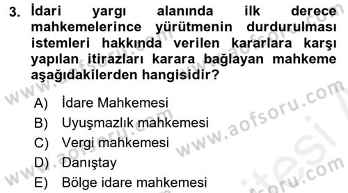 Yargı Örgütü Ve Tebligat Hukuku Dersi 2017 - 2018 Yılı 3 Ders Sınav Soruları 3. Soru
