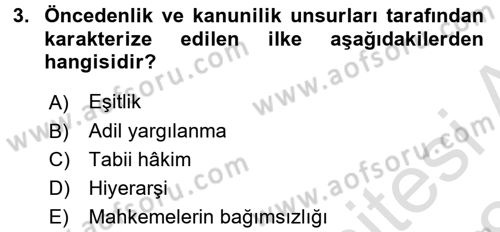 Yargı Örgütü Ve Tebligat Hukuku Dersi Ara Sınavı Deneme Sınav Soruları 3. Soru