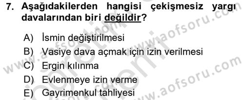 Yargı Örgütü Ve Tebligat Hukuku Dersi Ara Sınavı Deneme Sınav Soruları 7. Soru
