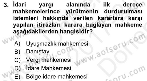 Yargı Örgütü Ve Tebligat Hukuku Dersi 2017 - 2018 Yılı (Final) Dönem Sonu Sınav Soruları 3. Soru